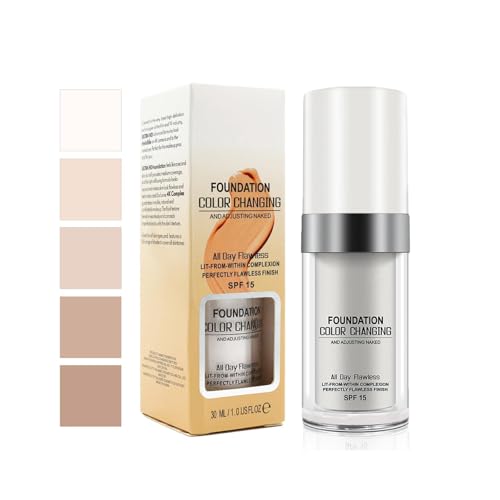 Colour Changing Foundation, Liquid Makeup Base Nude Face Cover Concealer Cream, Long Lasting Waterproof Moisturising Foundation SPF15 (1 PC)