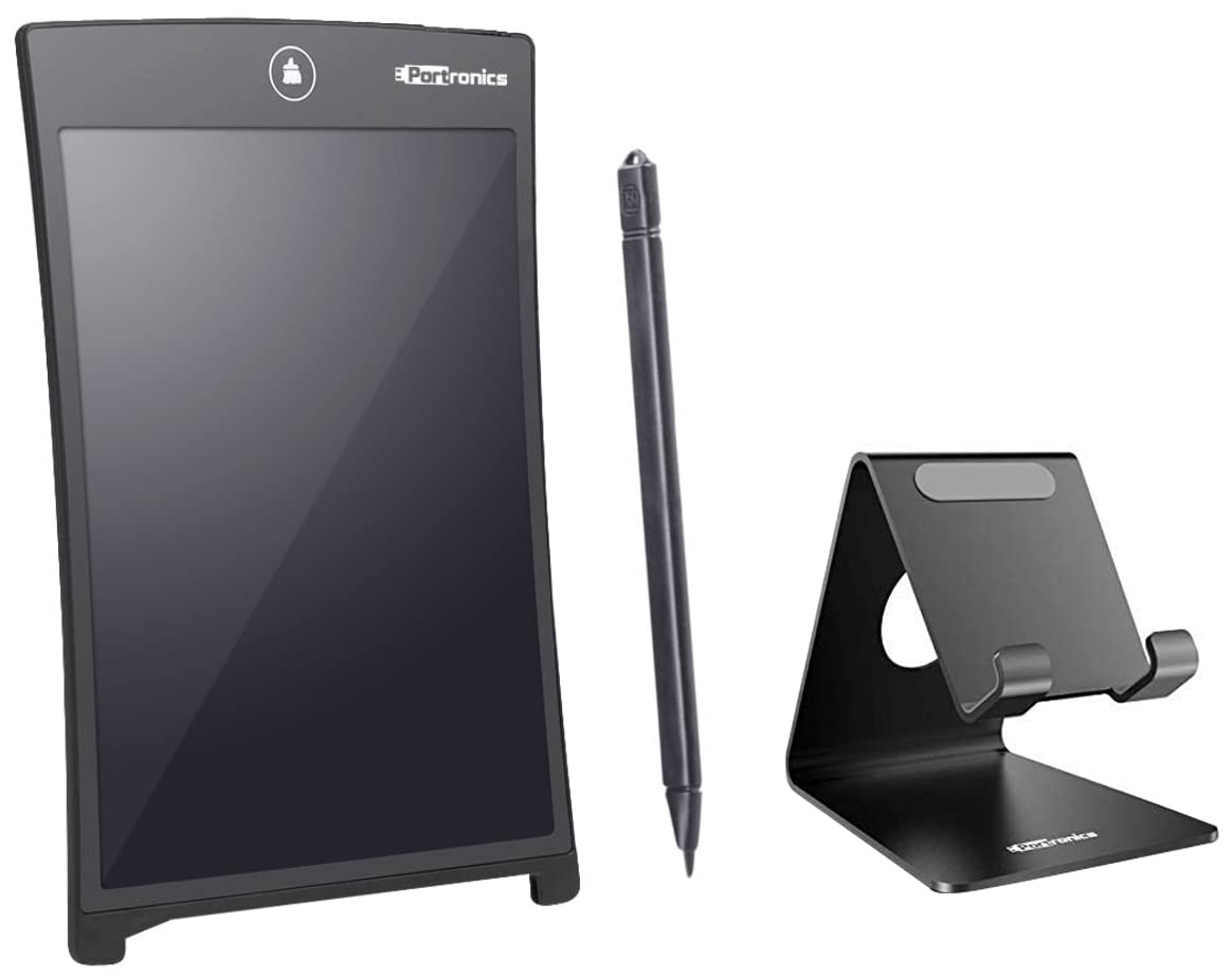 Portronics Portable RuffPad Re-Writeable LCD POR-628, Stylus Drawing Handwriting Board, Black MODESK POR-122 Universal Mobile Holder-image-17