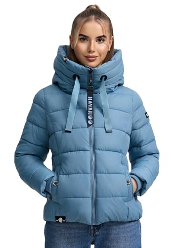 Navahoo Damen Steppjacke Winterjacke Stehkragen gefüttert B930 [B930-Amay-Powder-Blue-Gr.S]