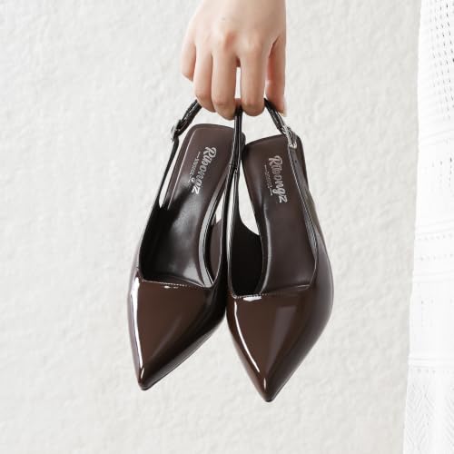 Image of RIBONGZ Sexy Slingback Pumps Elegant Dressy Heels for Women Closed Toe Pointy High Heels Wedding Bride Prom Party Evening Shoes