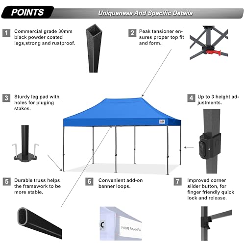 Image of ABCCANOPY Patio Pop Up Canopy Tent 10x20 Commercial-Series(Blue)