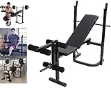 Olympic Weight Bench with Leg Extension Curl Lift Developer Attachment,Barbell Lifting Press Workout Fitness Combo Bench and Squat Rack Stand Adjustable Incline
