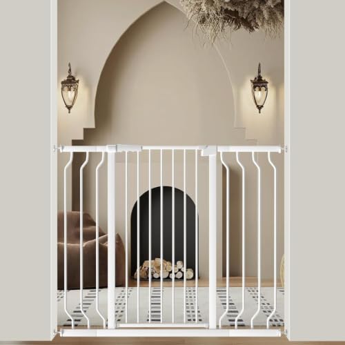 WAOWAO 40.55" Extra Tall Baby Dog Pet Gate 29.92-46.85" Wide Indoor White