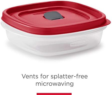 Rubbermaid 16-Piece BPA-Free Plastic Food Storage Set, Red Vented Lids - Microwave, Dishwasher Safe: Perfect for Meal Prep, Leftovers, and Kitchen Organization