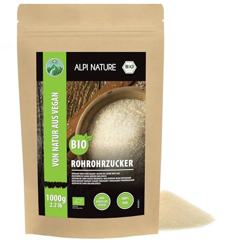 Alpi Nature Azúcar de Caña Crudo Orgánico 1kg, Azúcar Moreno Claro para Cocinar y Hornear