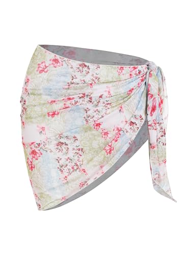 Image of ZAFUL Women's Sarong Coverups Beach Wrap Sheer Bikini Cover Up Mini Skirt | Wraps Swimwear, Cover Ups for Swimwear, Multi-Wear, Texture, Floral