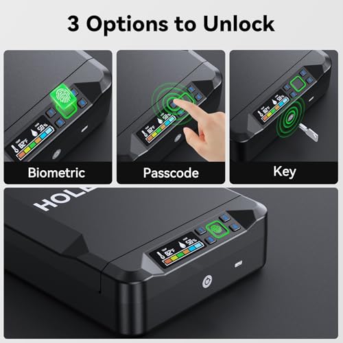 Car Gun Safe Small Pistol Safe Handheld Biometric Gun Cases for Handguns, Portable Fingerprint Pistol Lock Security Box for Travel Nightstand Bedside thumbnail 3