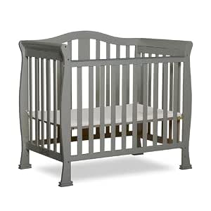 Dream On Me Addison 4-in-1 Convertible Mini Baby Crib, Cool Grey