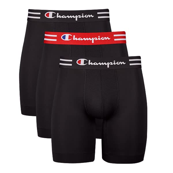 Champion mens Boxer Briefs, Performance Stretch, Moisture Wicking, Multi-pack