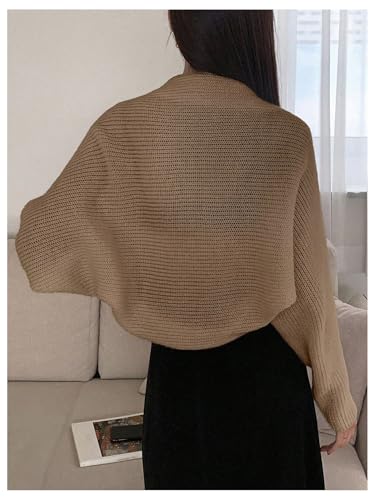 Image of SweatyRocks Women's Open Front Cropped Cardigan Long Sleeve Bolero Shrug Sweater