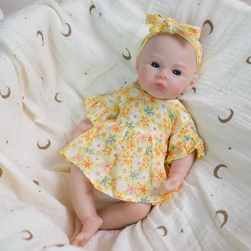 RXDOLL Muñecas Reborn de silicona completa de 12 pulgadas, mini muñecas de bebé Reborn de silicona de platino sólido, cuerpo completo, realista, pequeña muñeca de bebé de tamaño premium que se ven