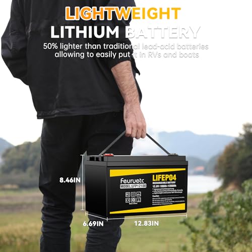 Image of 2 Pack 12V 100Ah LiFePO4 Solar Battery - Deep Cycle Lithium Battery for Solar Systems, Off-Grid, RV, Marine, and Backup Power with 15000+ Cycles, Lightweight, Maintenance-Free