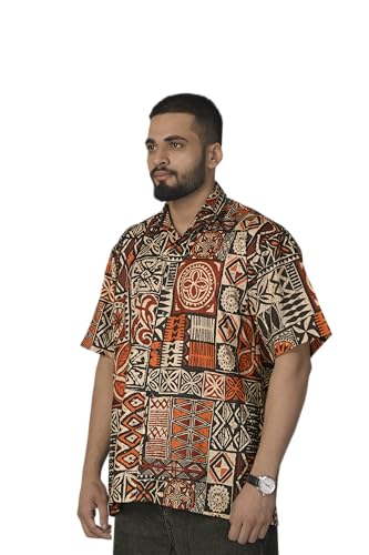 Image of Half Sleeve Relaxed Fit Men's Casual Shirt | Cotton Blend Oversized Shirts for Men Loose fit | Oversized Printed Shirts for Men | Men's Half Sleeve Relaxed Fit Shirt Fashion