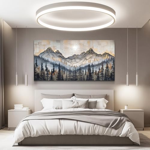 PHAOHUAXM Large Canvas Wall Decor For Bedroom Large Wall Art For Living Room Dining Room Modern Office Abstract Ink-Wash Landscape Mountain Wall Pictures Artworks Home Decor Ready To Hang 30"X60"