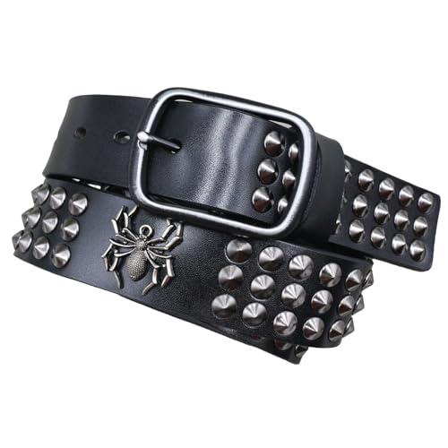 Ceinture cloutée araignée en cuir véritable et clous métalliques de style gothique rock