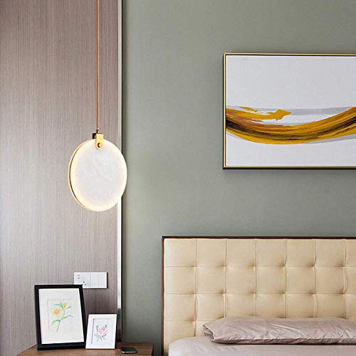 Nzdy Indoor Pendant Ceiling Lighting Simple Marble Art Nordic Single Head Chandelier Postmodern Led Suspension Light Height Adjustable Bedside Lamp Decorative Hanging Lamp Restaurant Light,White Lig #TOP3