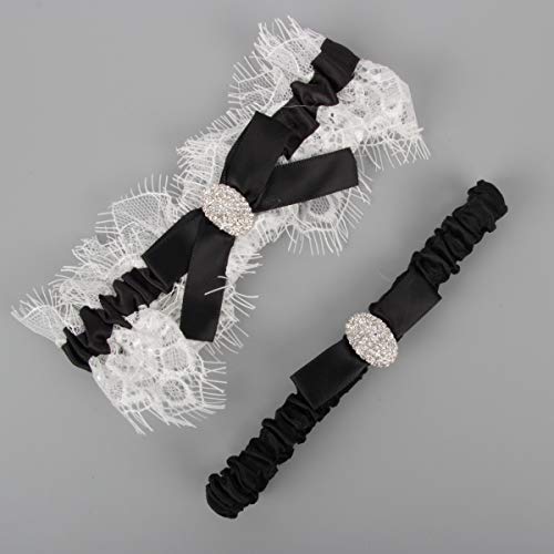 Image of White Lace Wedding Garters Bridal Garter Set for Women Bride Garters With something Blue
