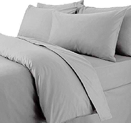 Queens Land Home Non Iron Percale Pollycotton Dyed Duvet Cover & 2 Pillow Cases Bed Set. (Single, Gray/silver) — image 1