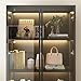 FAMAPY Display Cabinet with Lights, Glass Cabinet with Doors and Shelves, 4-Tier Storage Cabinet, Display Case for Collectible, Living Room, White and Black 31.5”W x 15.7”D x 63”H