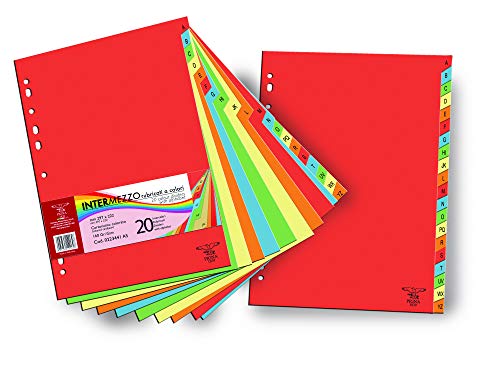Pigna, Séparateurs en carton de couleurs assorties, rubriqués, 20 pièces, sous blister