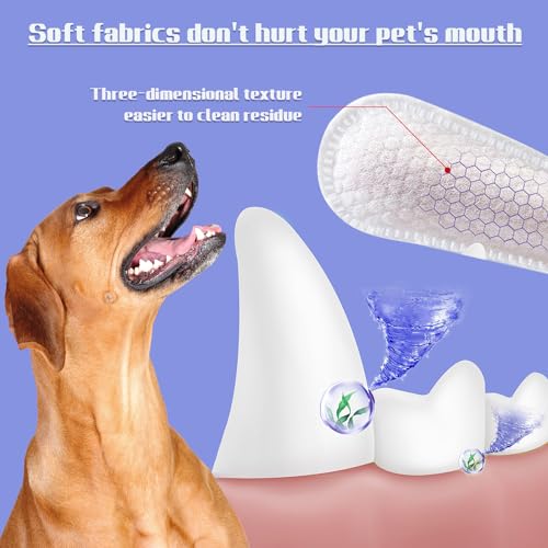 Image of 55 Counts PET Teeth Cleaning Wipes for Dogs & Cats,Dog Dental Wipes for Reducing Plaque & Tartar, Gentle Dental and Gum Care Finger Pet Wipes (55PCS-Teeth Cleaning Wipes)