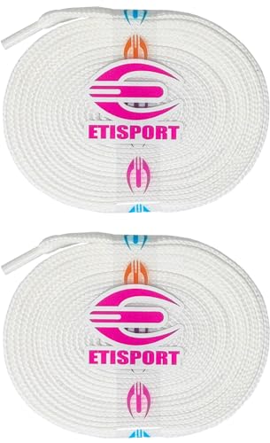 ETISPORT Par de Cordones Patinaje Planos Profesionales, Botas Hielo, Artístico, línea sobre Ruedas. Resistentes. (Blanco, 2,4 m | 94,4 in)