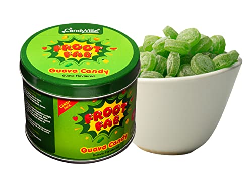 Image of CandyVille Frootfab Guava Candy Tin (340 Gram)|Refreshing Guava Flavoured|After Meal|Fruit Flavoured Candy Tin
