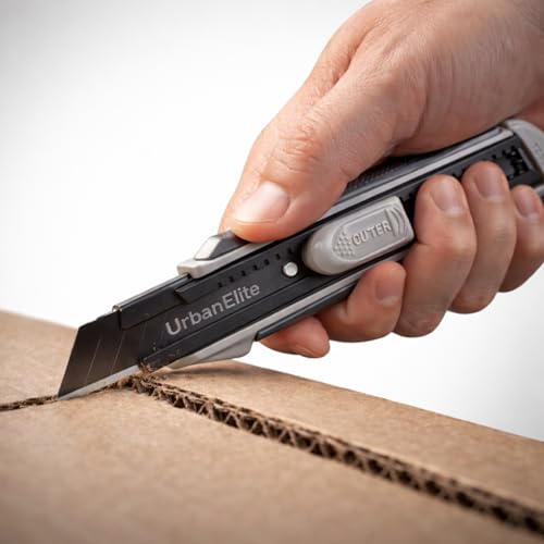 Image of UrbanElite 18mm Cutter Knife Set with 10 Replacement Blades | Retractable Utility Knife | Easy Grip Handle | Home, Office & Warehouse Use