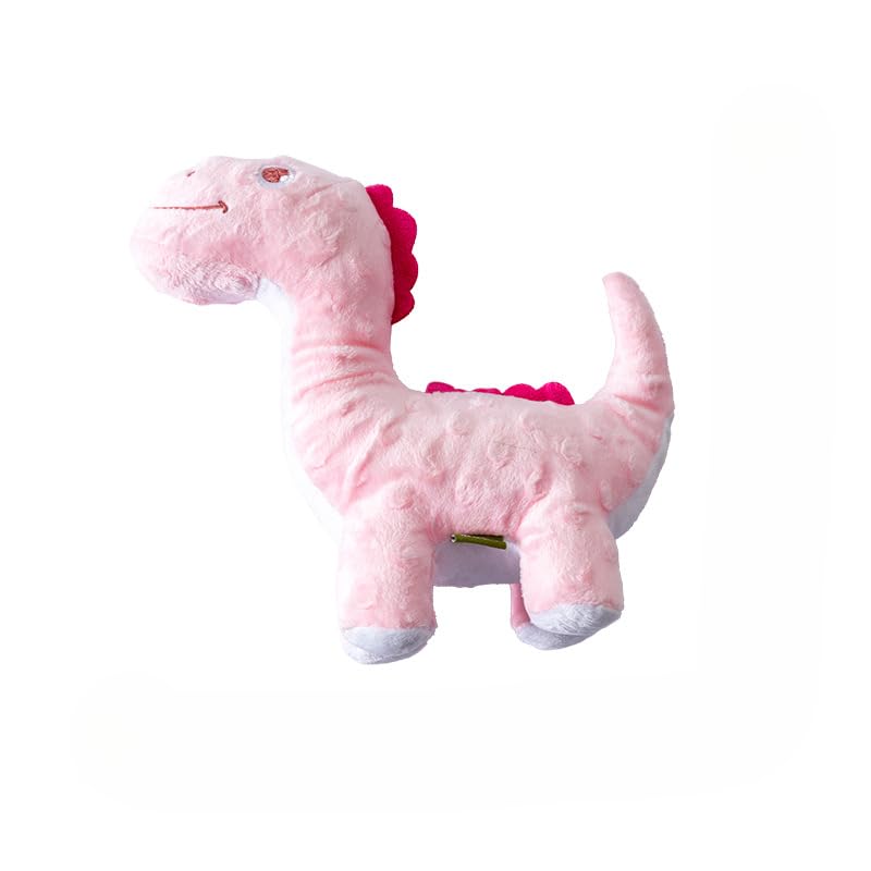 DAFORERAL Squeaky Dinosaur Dog Toy, Plush Chew Toy for Small and Medium Dogs with BB Squeaker and Crinkle Sound (Pink (20 * 21cm))