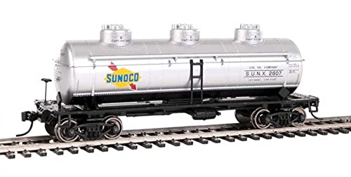 Walthers Ho Scale 36' 3-Dome Tank Car Sunoco (Silver/Large Logo) #2607 #TOP9
