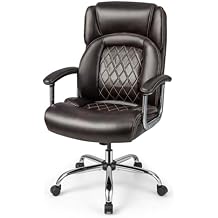 POWERSTONE Big and Tall Office Chair - 500LBS High Back Executive Desk Chair Adjustable Leather Computer Chair Home Office Extra Wide Swivel Task Chair for Heavy People Adults Brown