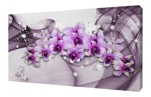 Kit peinture diamant adulte anti-stress broderie diamant fleurs violettes grand format carré