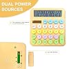 Cute Desktop Calculator, 12 Digits Large Calculator with Clear LCD Display and Large Button, Solar/Battery Powered, Basic Calculator for Business, Office, Home, School, Class (Khaki)