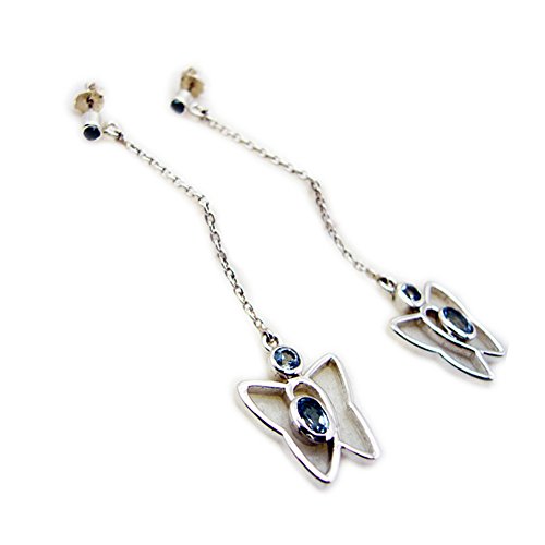 Boucles d'oreilles argent et topaze bleue véritable, éclat pierre de naissance
