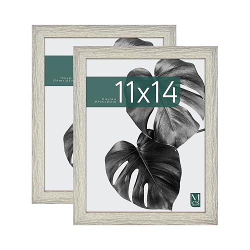 MCS Studio Gallery 11x14 Picture Frame Gray Woodgrain, Rectangle Photo Frame for Photos, Posters & Art Prints (2-Pack)