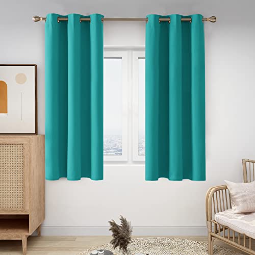 Deconovo Thermal Insulated Blackout Curtains, Heat/Cold/Noise Reducing Window Drapes For Bedroom/Living Room （2 Panels, 42X45 In, Turquoise #TOP1