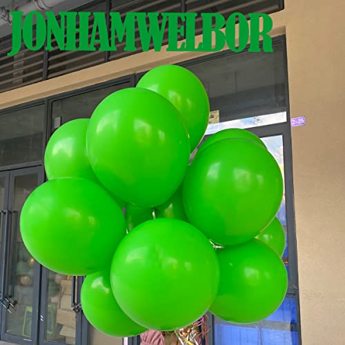 Image of Jonhamwelbor Green Balloons 100 Pack 12 inches Latex Helium Balloons Birthday Party Decorations (With Green Ribbon)