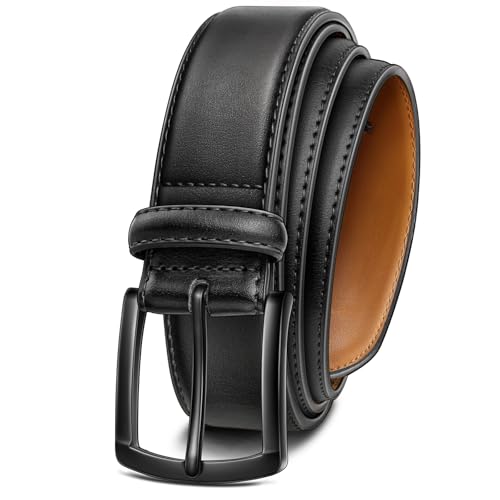 BULLIANT Men Belt-Leather Belt 7 Holes Comfortable for Men Dress Casual Jeans 1 3/8
