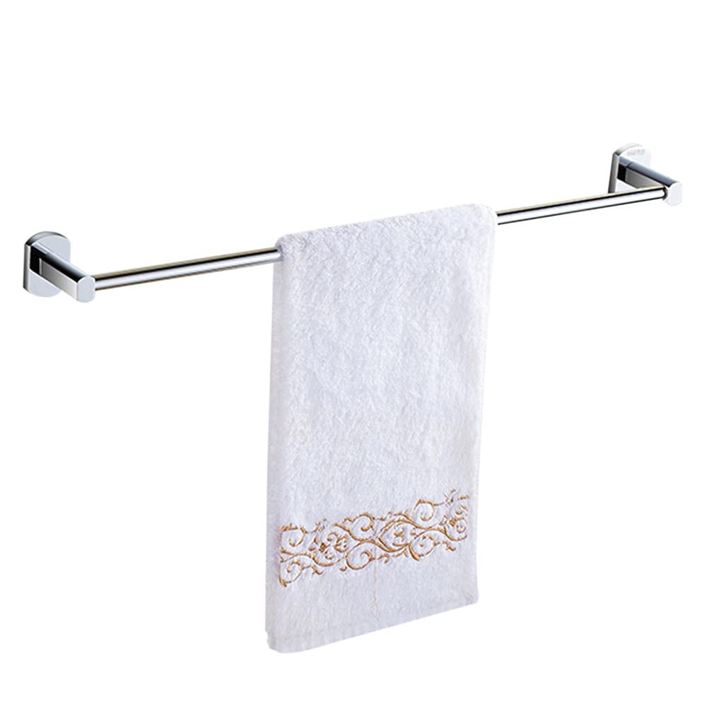 Towel Rack No Drilling Rail Silver Single Rod All Copper For Kitchen Bathroom(excluding glue)(600mm)