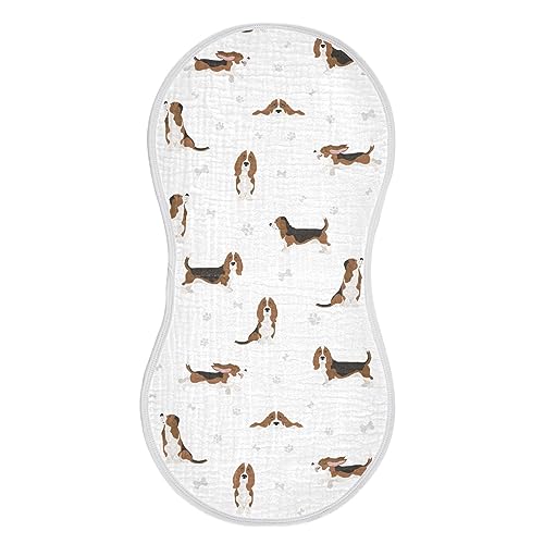 Image of YYZZH Basset Hound Dog Pattern Muslin Burp Cloths for Baby 1 Pack Soft 100% Cotton Baby Washcloths Bibs for Boy Girl