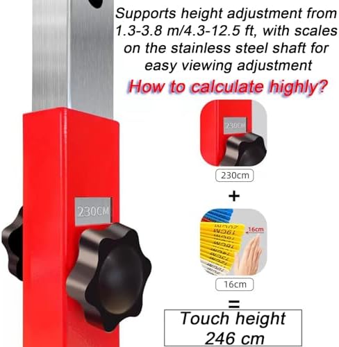 Free-Standing Jump Measurement Tester，4.3-12.5 Feet Vertical Jump Tester, Floorstanding High Jump Training Device, Adjustable Jump Measuring Tool, for Basketball Volleyball Players