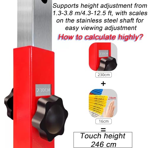 Comprobador de Salto Vertical de Suelo, 12,3 a 3,8 Metros, Herramienta de medición de Salto Ajustable, Dispositivo de Entrenamiento de Salto de Altura de Suelo para Jugadores de Baloncesto y