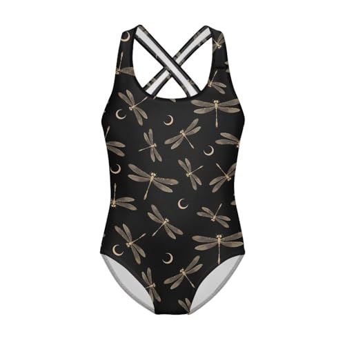 Xpyeesfuen Dragonfly Girl's One Piece Swimsuit Cute Tie Dye Criss Cross Bathing Suit Swimwear Sun Protection, Quick Drying Bathing Suit All-Day Comfort New Models for 2025