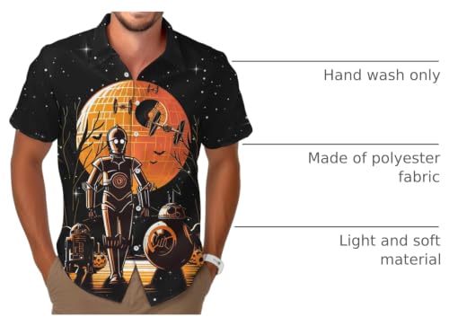 Image of 99TIMORO Fathers Funny Mens Hawaiian Shirt, Movie Button Down Short Sleeve Top, Father Day Summer Gifts