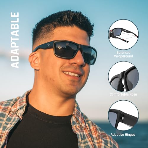 TOREGE TR26 Polarized Sports Sunglasses (Black Frame, Grey Lens) — view 3