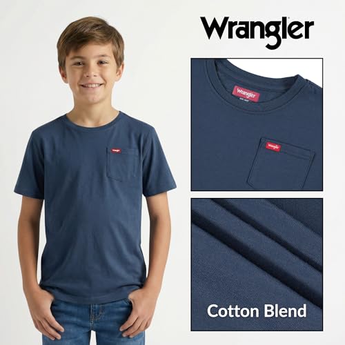 Wrangler Boys T Shirts 2-Pack - Crew Neck Pocket Tee, Soft Cotton Blend - image 4