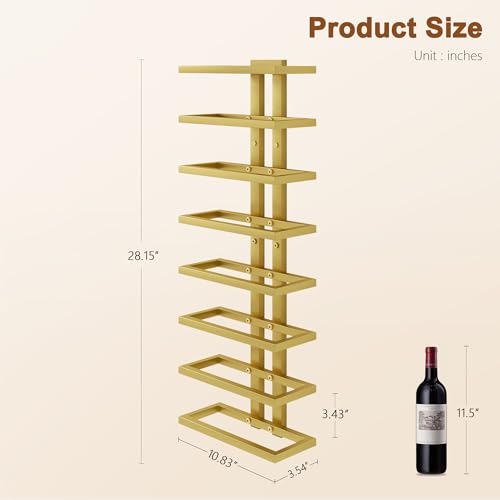 Image of Hoctieon 3-Set 8 Tier Wall Mount Wine Rack (24 Tiers), Wall Racks for Wine Bottles Display and Storage, Hanging Bottle Organizer for Living Room, Dining Room, Wine Cellar, Bar, Quartz Green