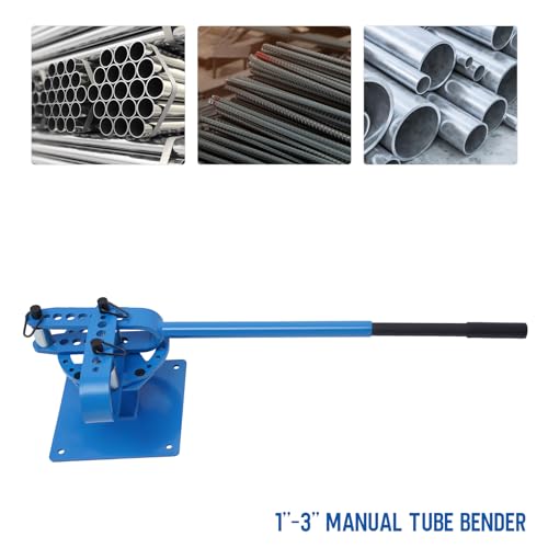 7 Dies Manual Bench Top Compact Bender Pipe Bending Machine, Compact Metal Bender 1\'\'-3\'\' Bench Flat Bar Rod Bending Brake Bender, Premium Pipe Tube Bender 1\'\'-3\'\' Inch Manual Tube Bender