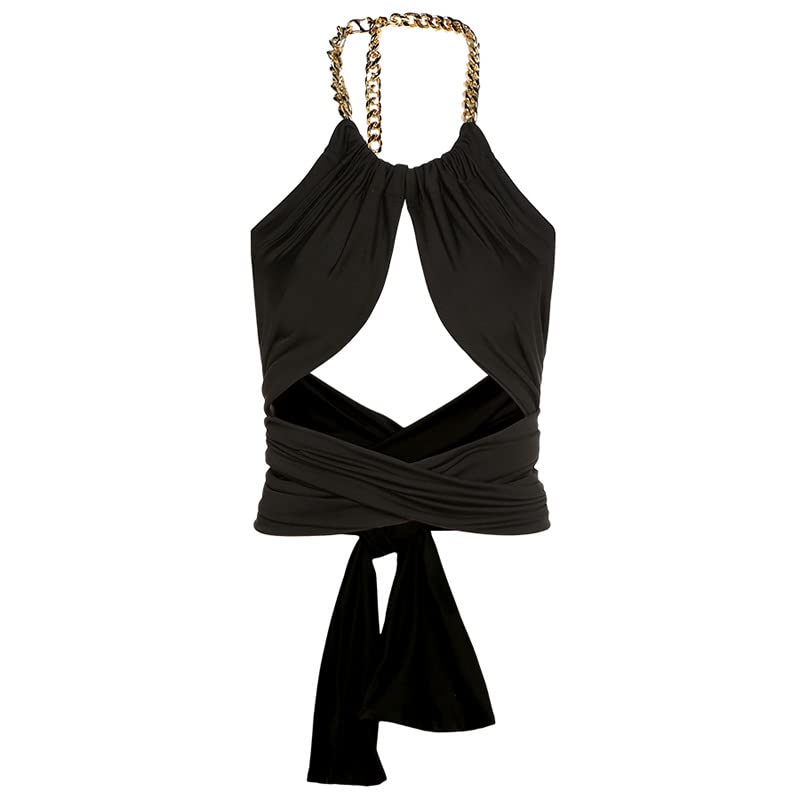 Damska Y2K seksowna wiązana na szyi Crop Cami tank top lata 90-te e-girl Indie estetyczne wycięcie koszulki koszulki moda uliczna
