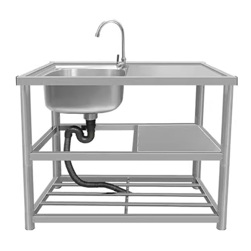 Catálogo para Comprar On-line Cocinas independientes Top 5. 36 GOCHUSX Fregadero Acero Inoxidable, Fregadero De Cocina Independiente, Fregadero para Estación De Trabajo con Estantes De Almacenamiento para Garaje, Restaurante(A-80x45x80cm)